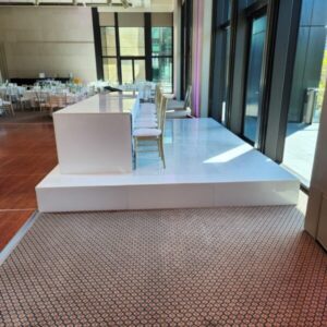 White Gloss Stage Hire Melbourne: White gloss stage hire for weddings in Melbourne